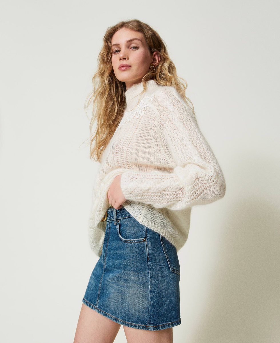 Mini jupe en jean avec ceinture Femme Bleu TWINSET Milano