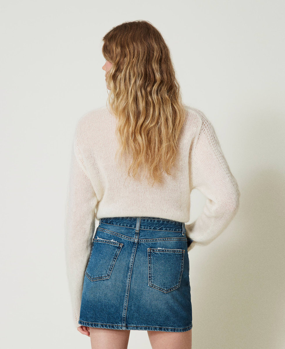 Denim miniskirt with belt Woman, Blue | TWINSET Milano