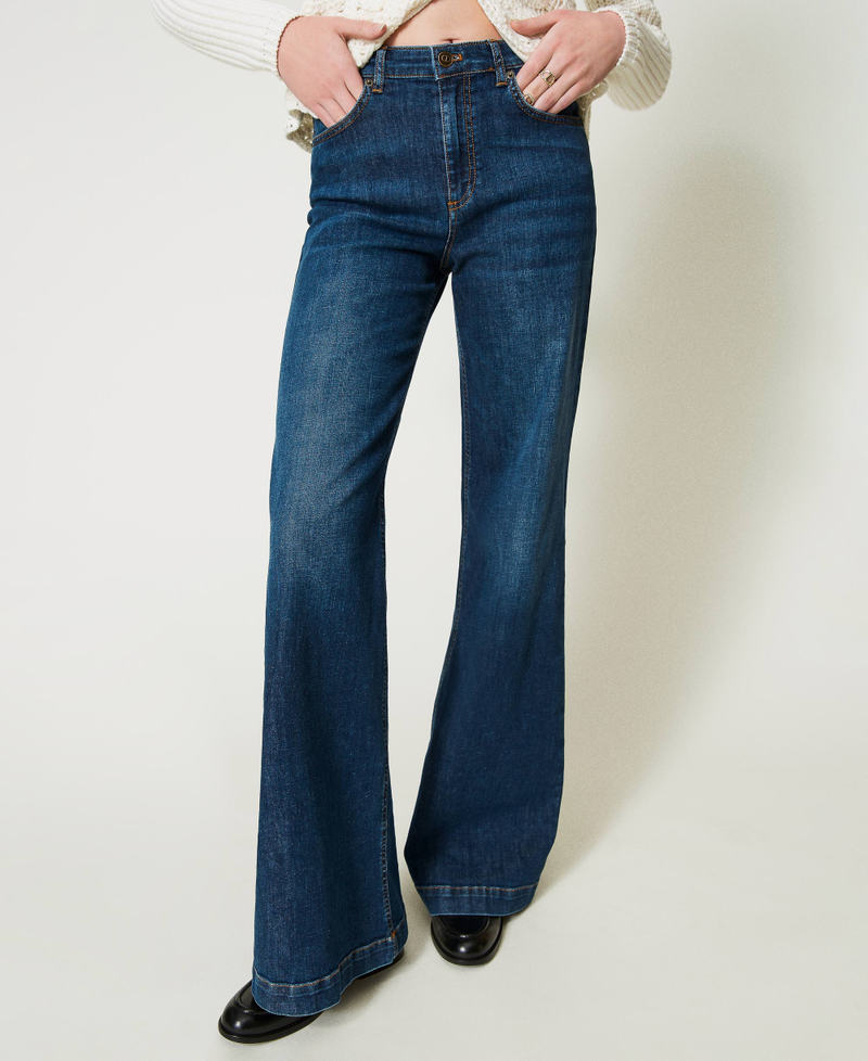 Wide leg jeans with five pockets "Mid Denim" Blue Woman 242TP2571_01611_04