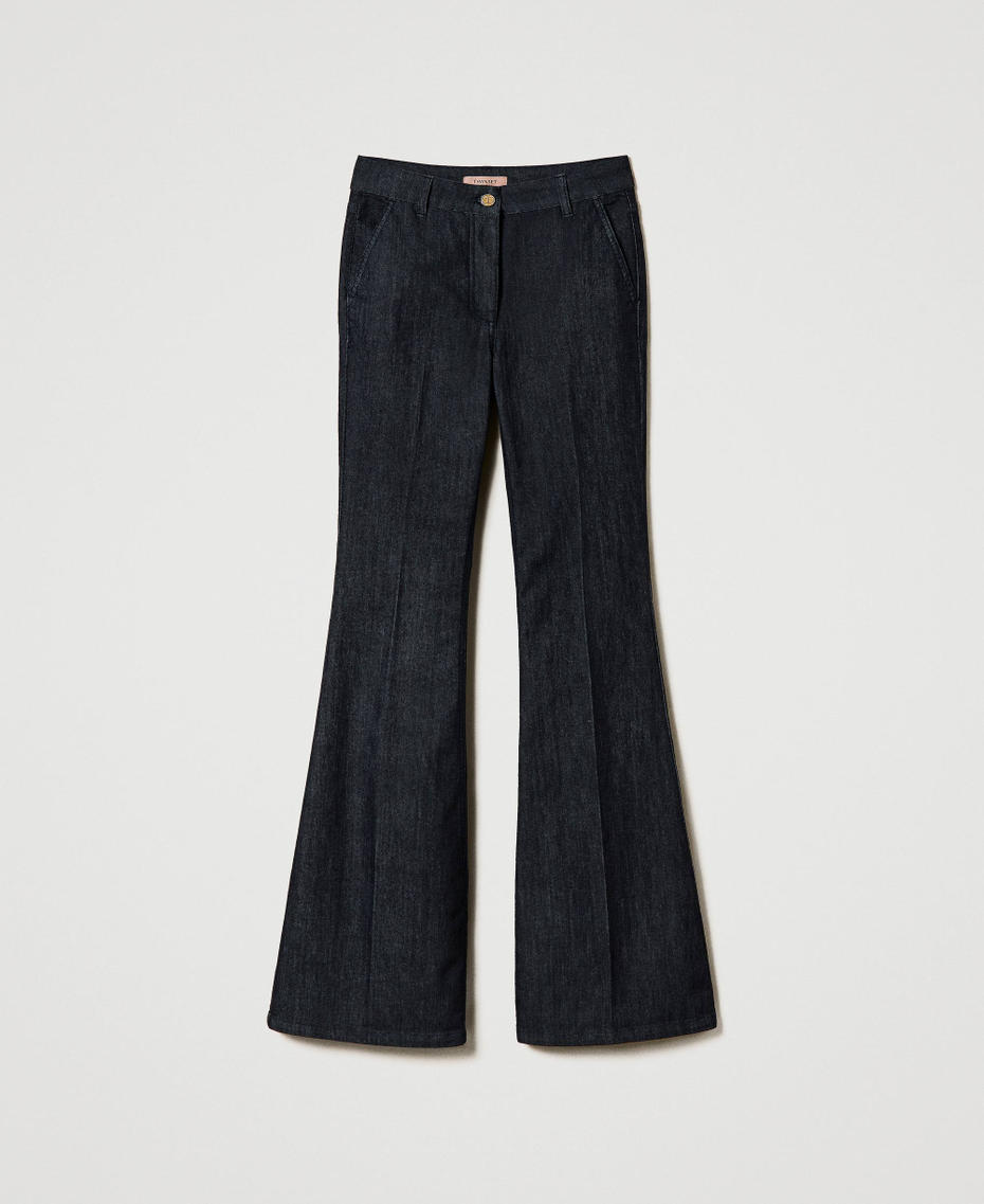 Flared jeans with permanent crease Dark Denim Woman 242TP2581_01313_S0