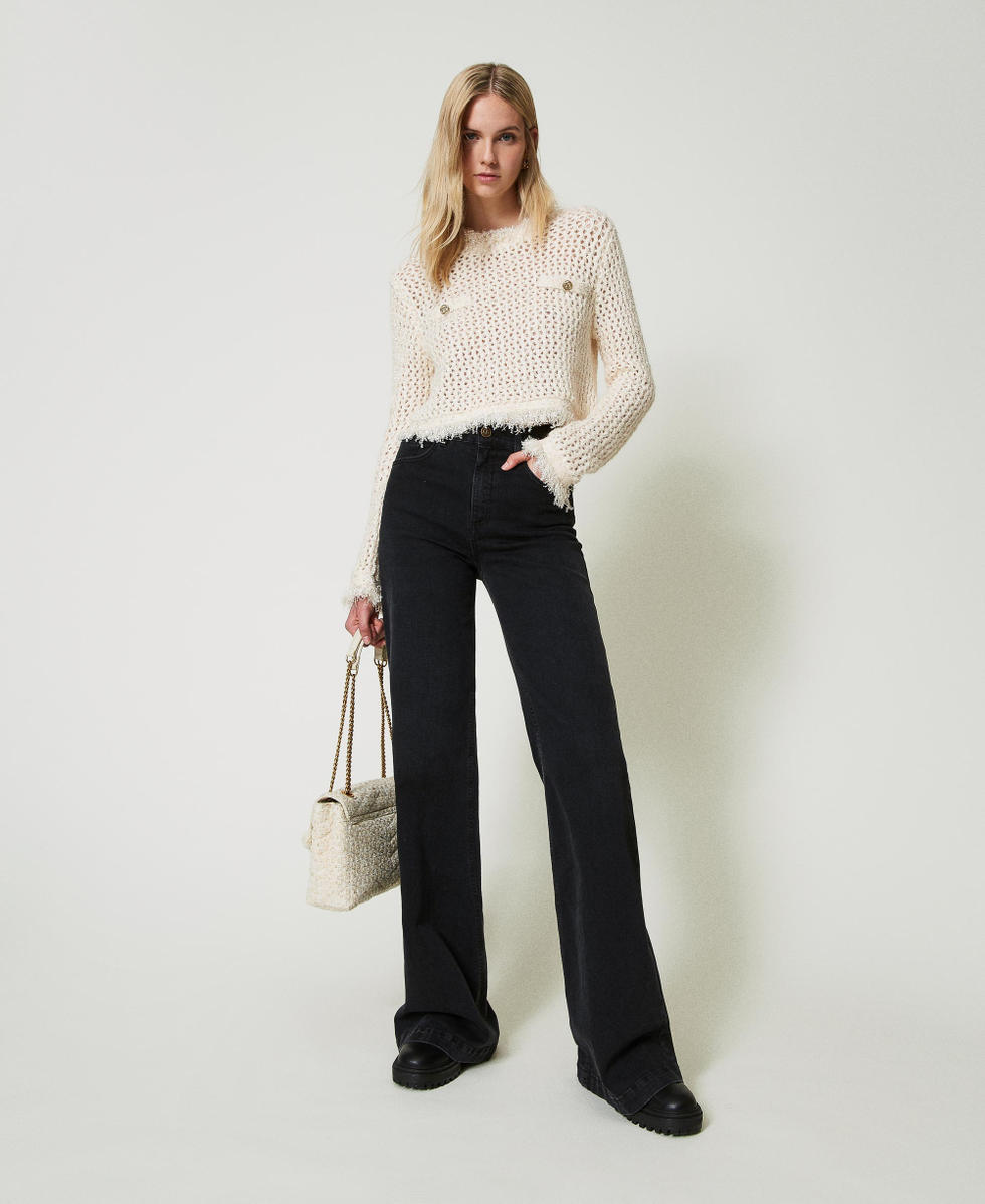 High waist flared jeans Black Denim Woman 242TP2590_01103_01