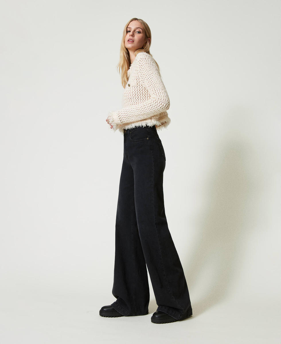 High waist flared jeans Black Denim Woman 242TP2590_01103_02