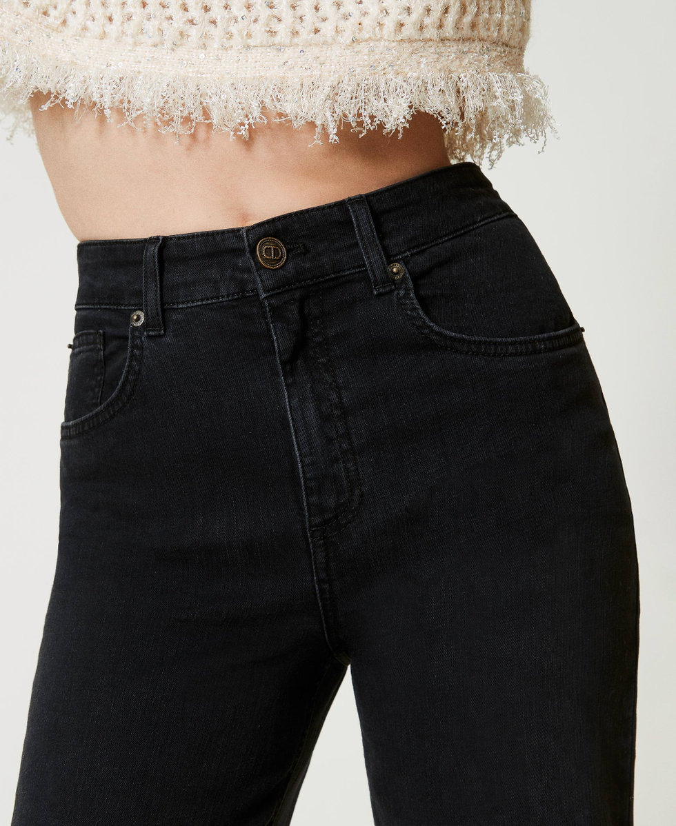 High waist flared jeans Black Denim Woman 242TP2590_01103_04