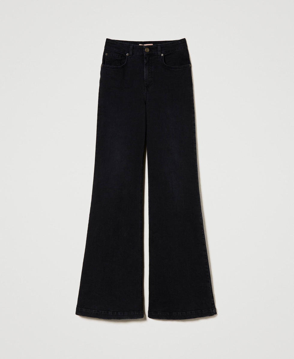 Jean noir evasé femme new arrivals