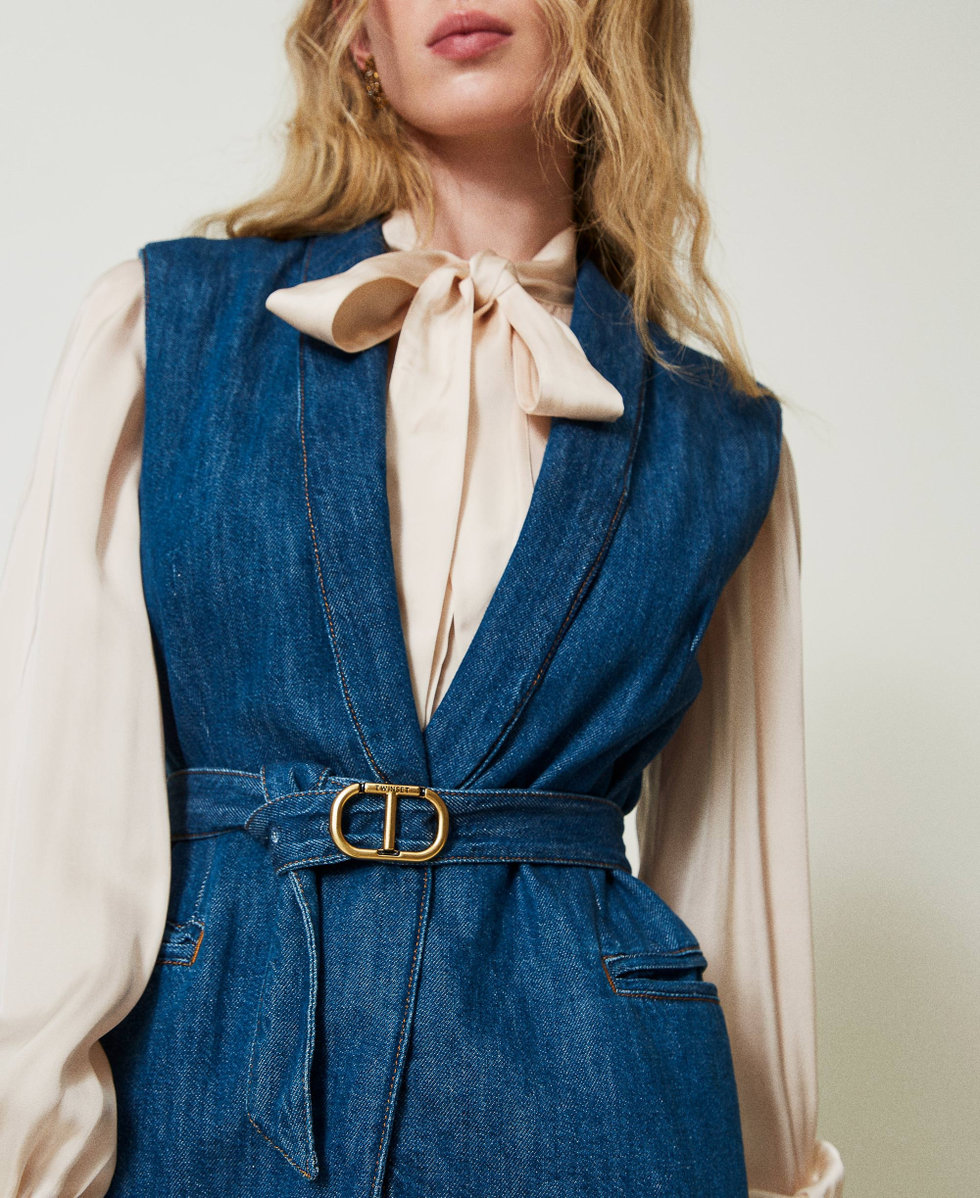 Gilet en jean avec ceinture Femme Bleu TWINSET Milano