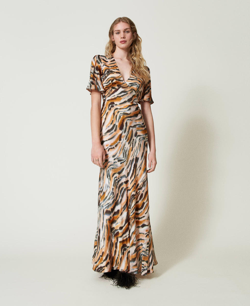 Abito animalier lungo outlet