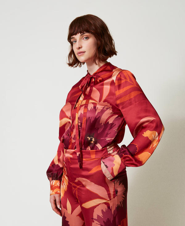 Floral satin shirt