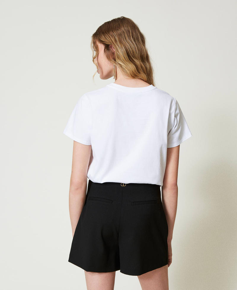 T-shirt avec broderie siglée et jaguar Blanc Femme 242TP2680_00001_03