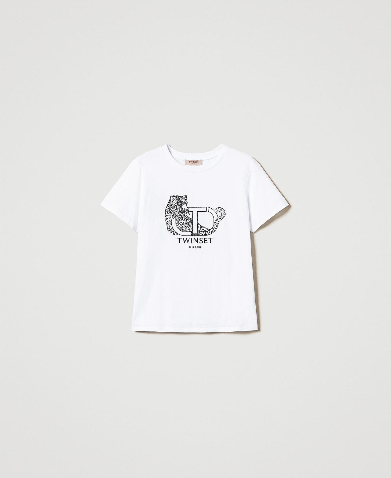 Scee by twin set T-shirt con ricamo logo e giaguaro