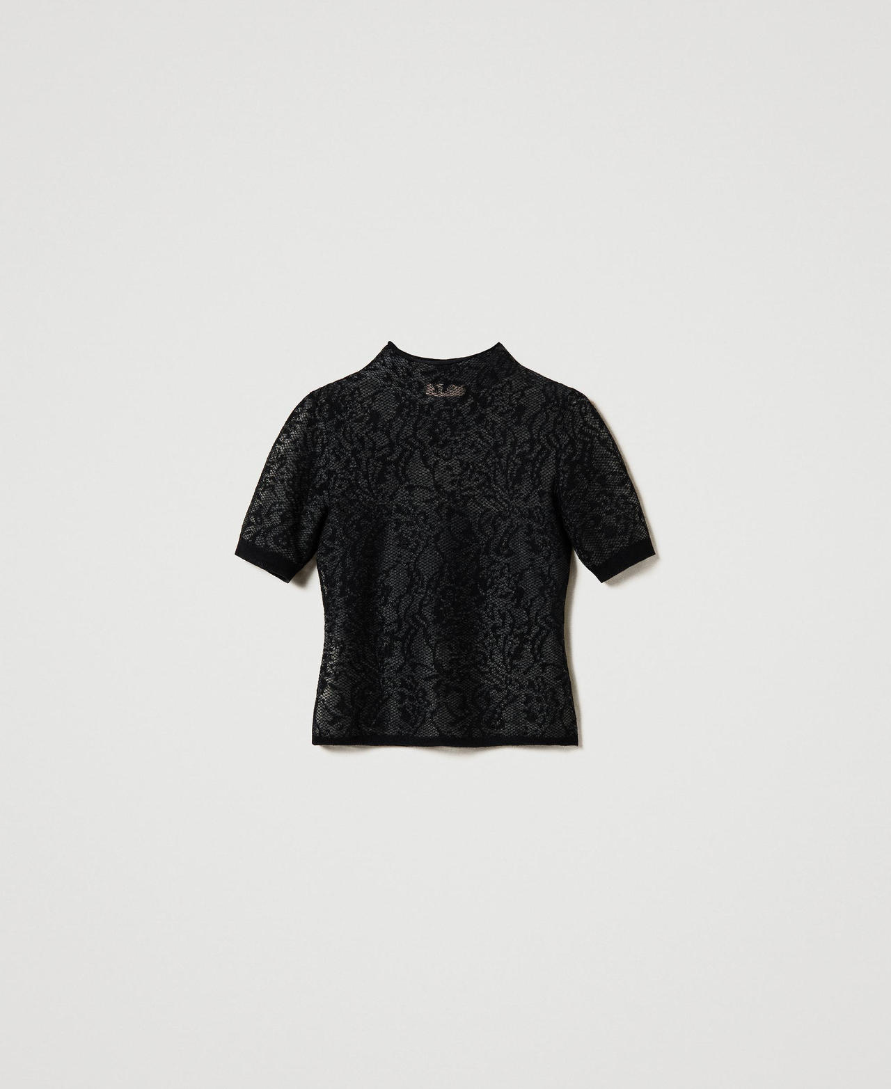 Scee by twin set Maglia lupetto jacquard effetto pizzo