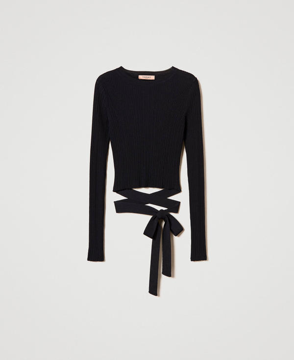 Pull côtelé avec nœud