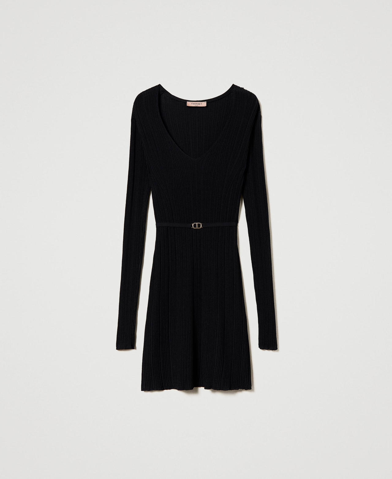 Scee by twin set Abito corto in maglia a costine con cintura