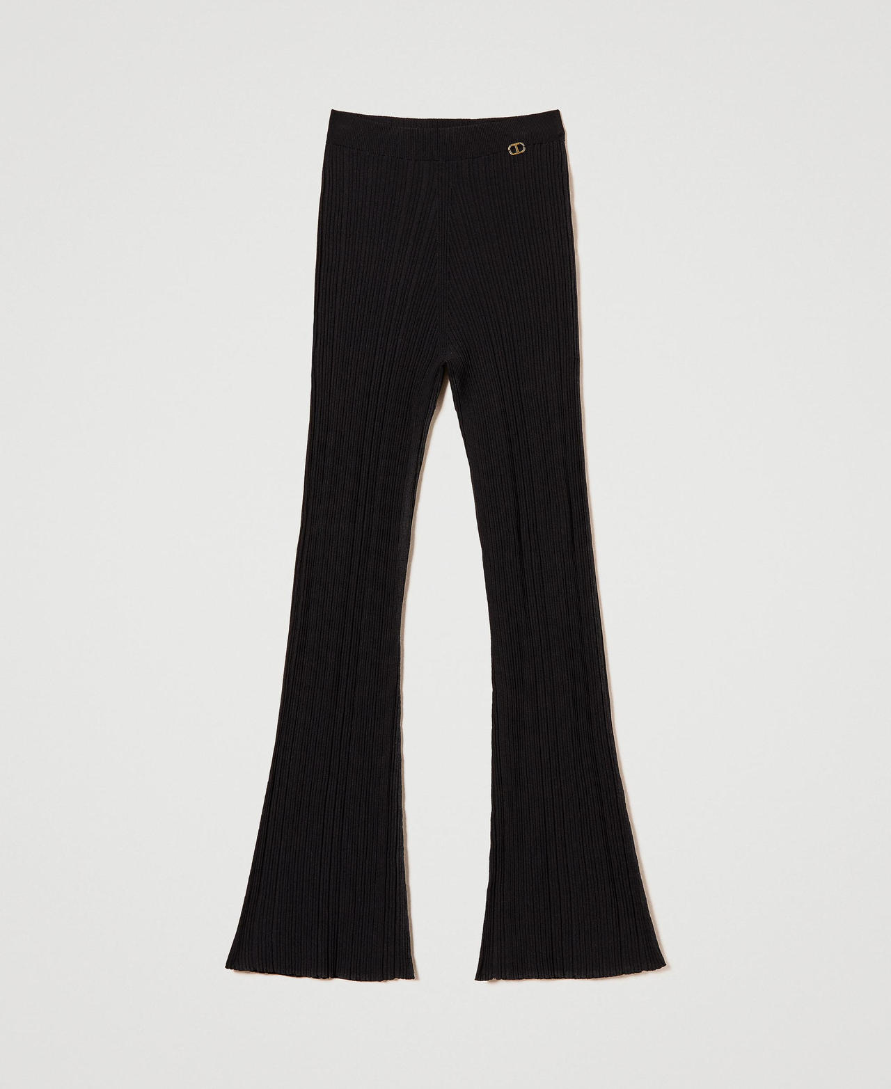 Scee by twin set Pantaloni flare in maglia a costine