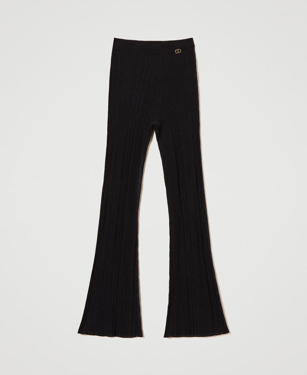 Pantaloni flare in maglia a costine