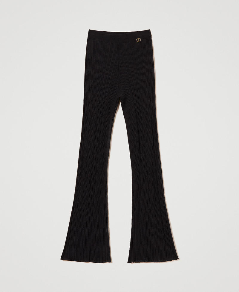 Ribbed knit flared trousers