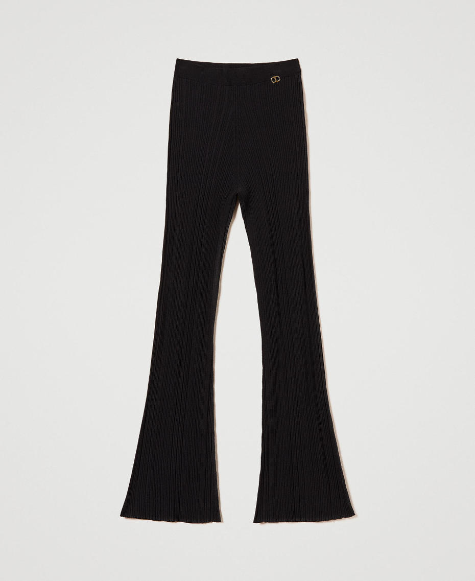 Ribbed knit flared trousers