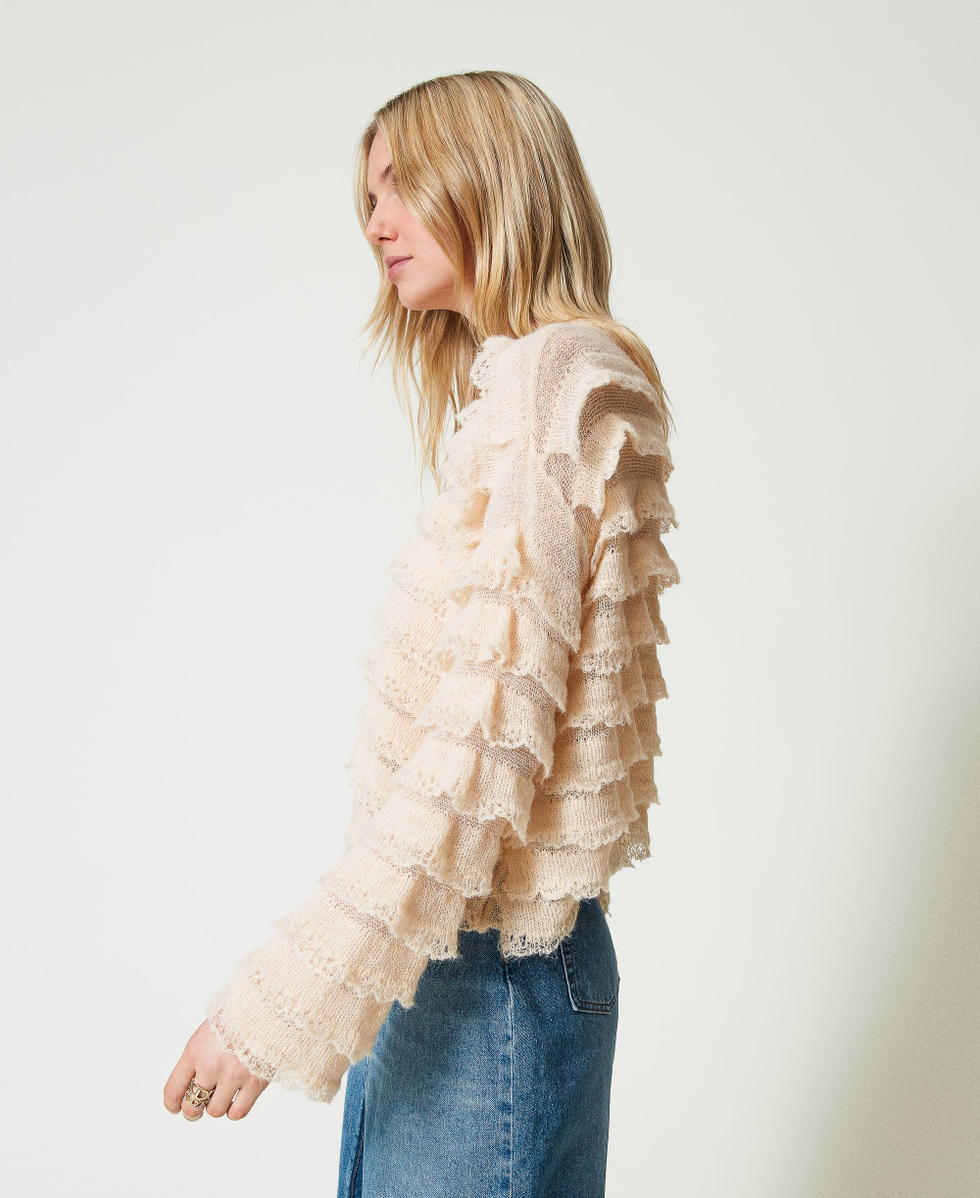 Maglia boxy con balze effetto pizzo Donna Rosa TWINSET Milano