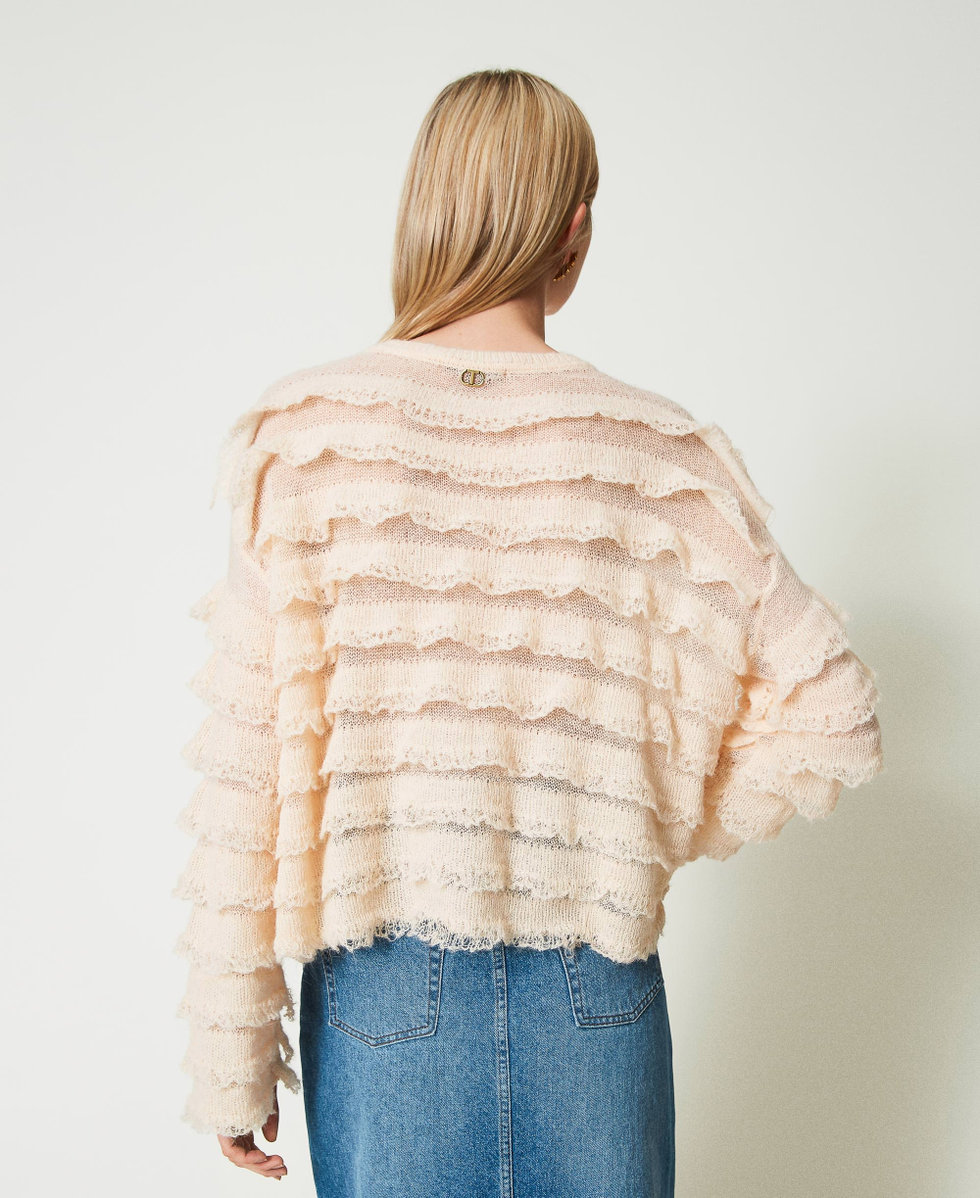 Maglia boxy con balze effetto pizzo Rosa "Peach Pink" Donna 242TP3102_11750_03