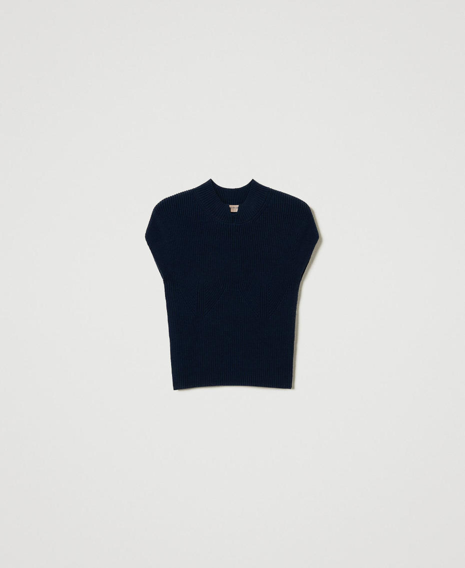 Pull ajusté avec côtes décoratives Indigo Femme 242TP3110_00384_S0