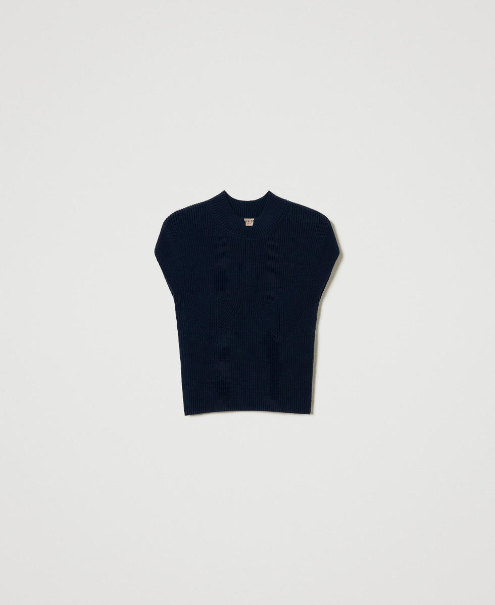 Pull ajust&eacute; avec c&ocirc;tes d&eacute;coratives Indigo Femme 242TP3110_00384_S0