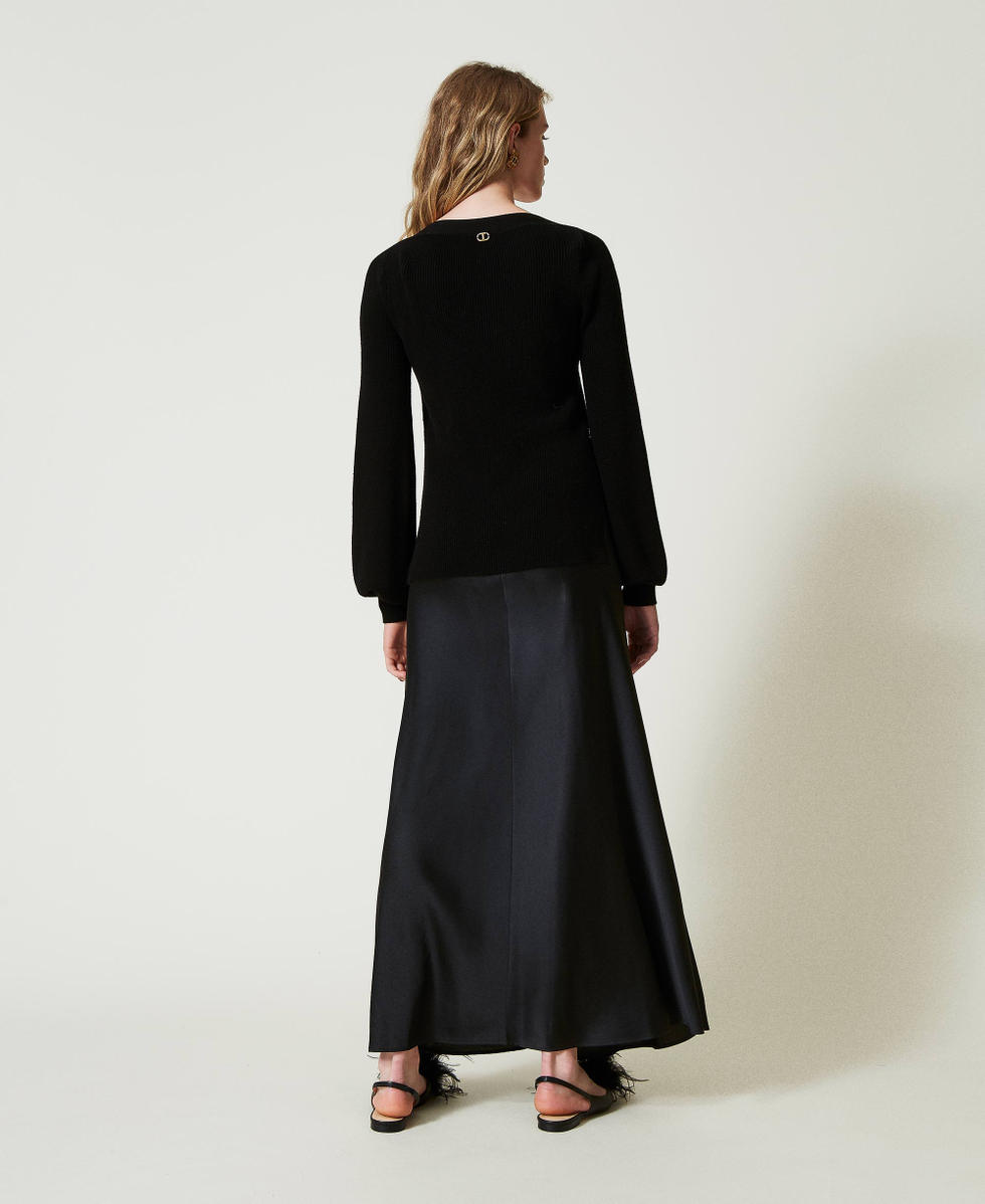 Long slip dress with jumper Woman Black TWINSET Milano