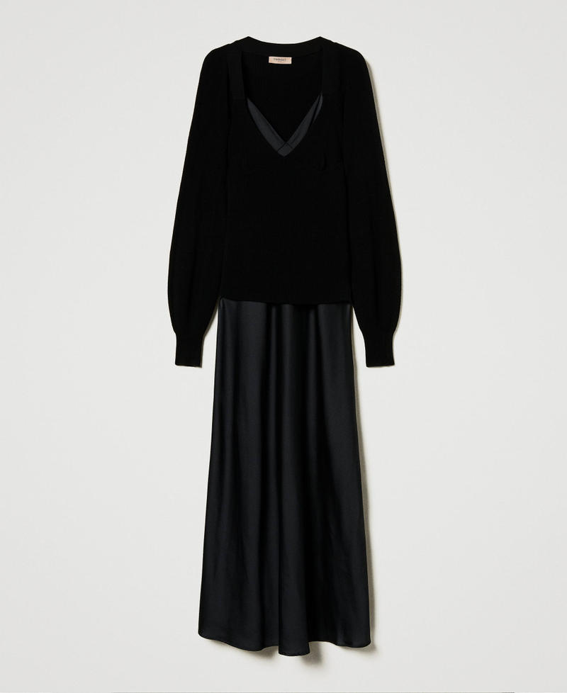 Long slip dress with jumper Black Woman 242TP3112_00006_S0