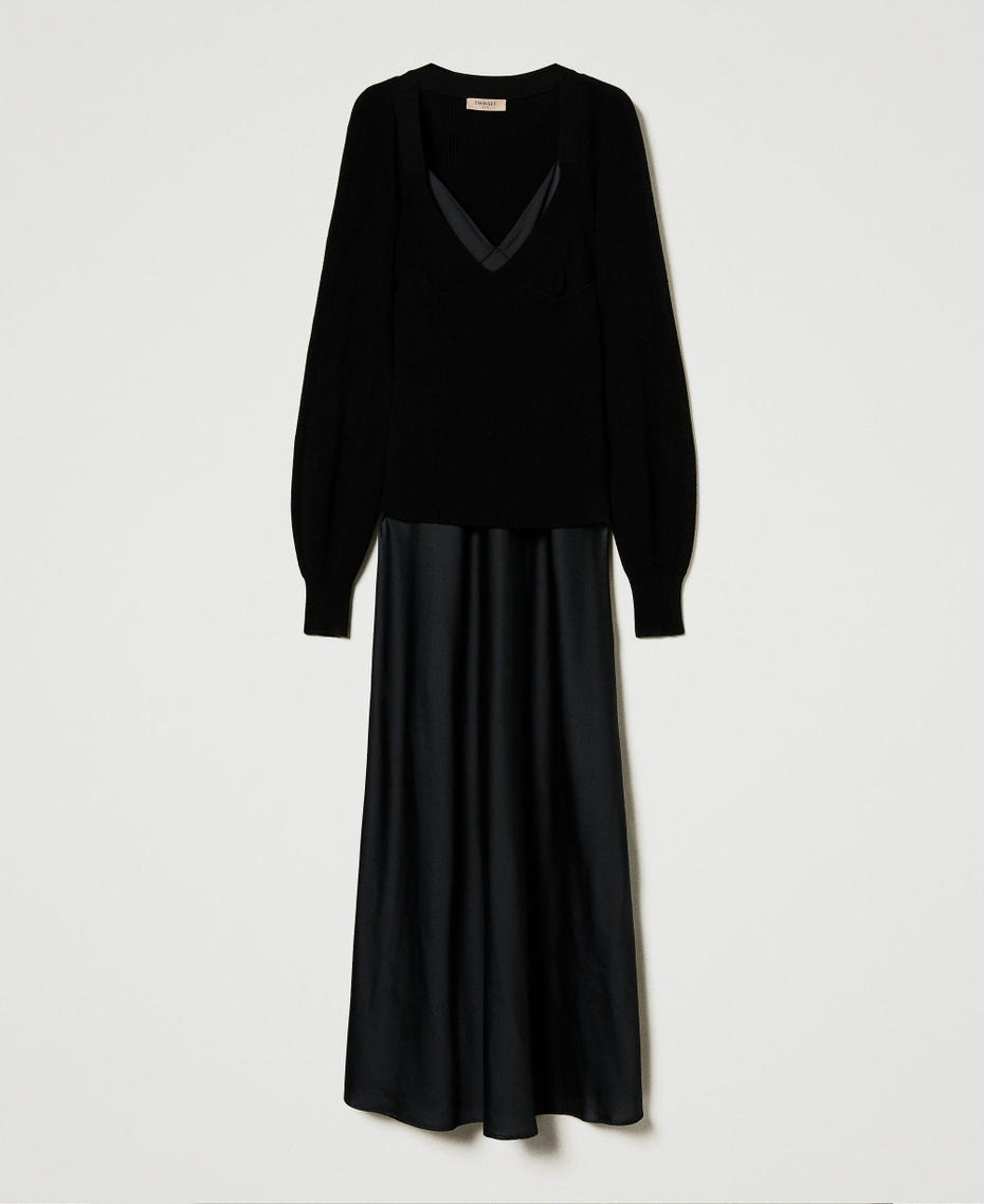 Long slip dress with jumper Black Woman 242TP3112_00006_S0