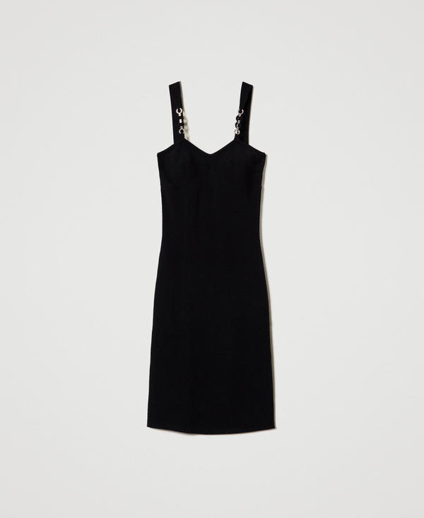 Robe midi en maille avec bretelles bijoux