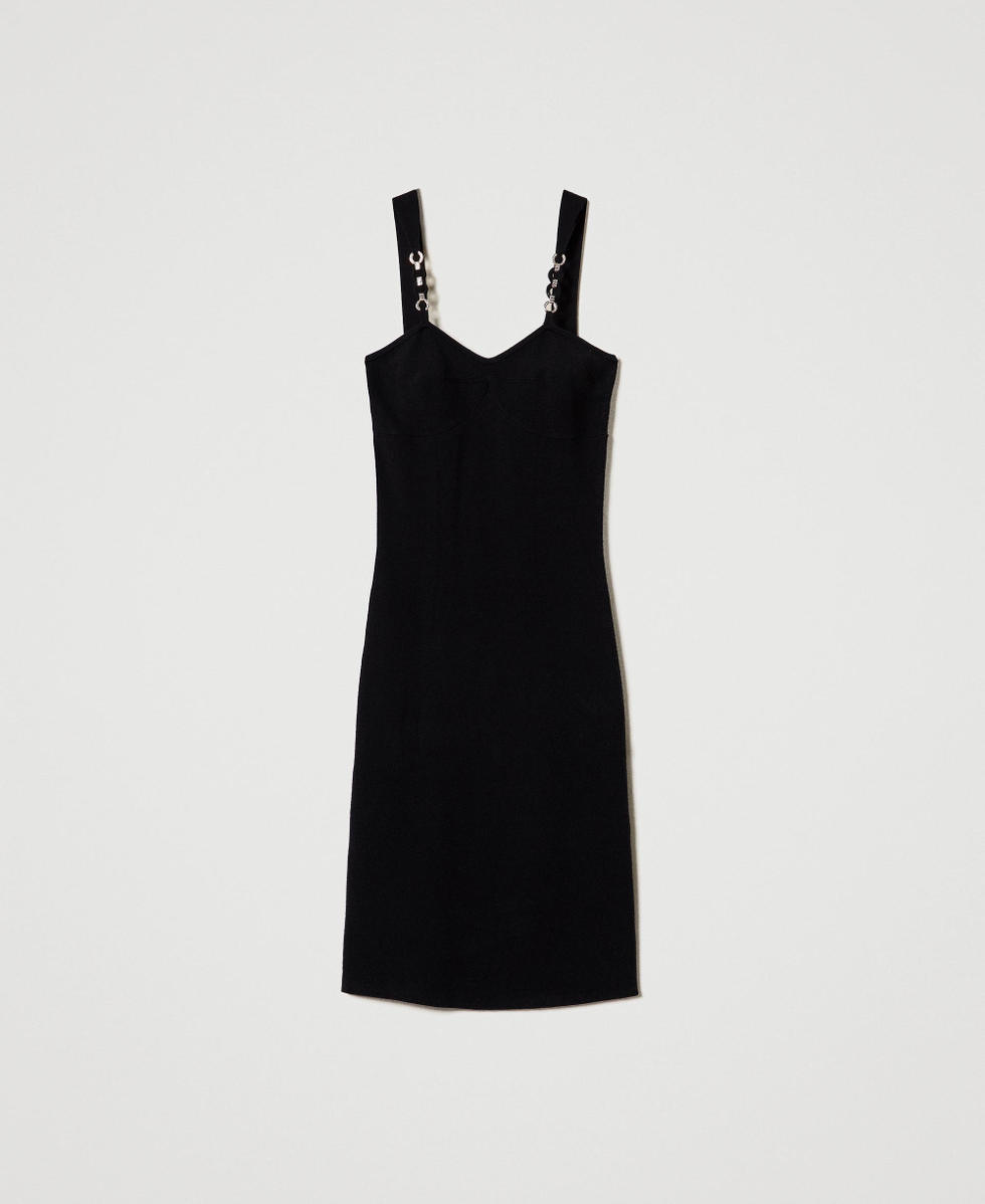 Robe midi en maille avec bretelles bijoux