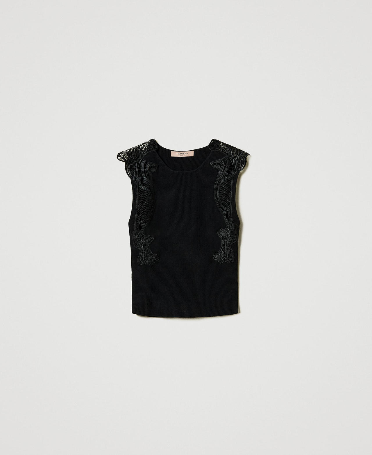 Scee by twin set Top in maglia con pizzo