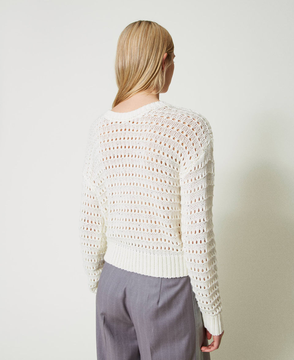 Openwork jumper with sequins White Snow Woman 242TP3240_00282_05