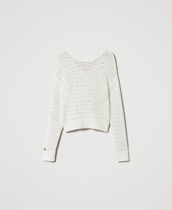 Pullover mit Durchbruchmuster und Pailletten