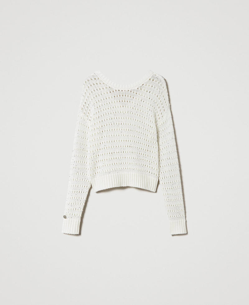 Openwork jumper with sequins White Snow Woman 242TP3240_00282_0S
