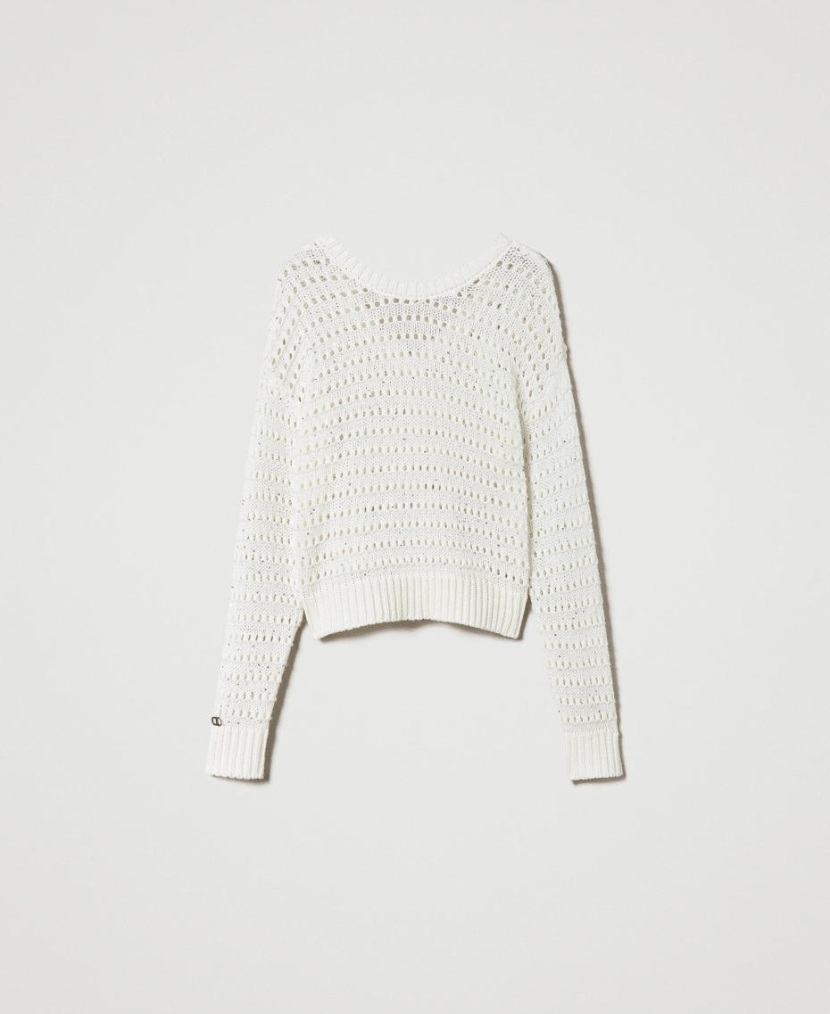 Openwork jumper with sequins White Snow Woman 242TP3240_00282_S0
