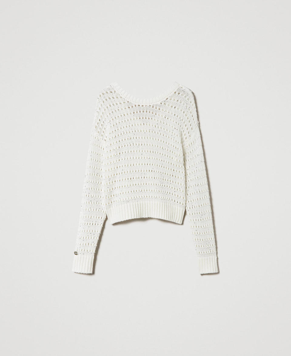 Openwork jumper with sequins White Snow Woman 242TP3240_00282_S0