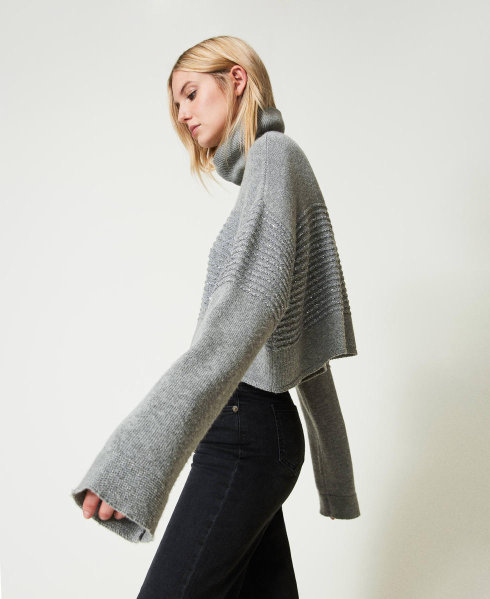 Wool blend turtleneck jumper with sequins
