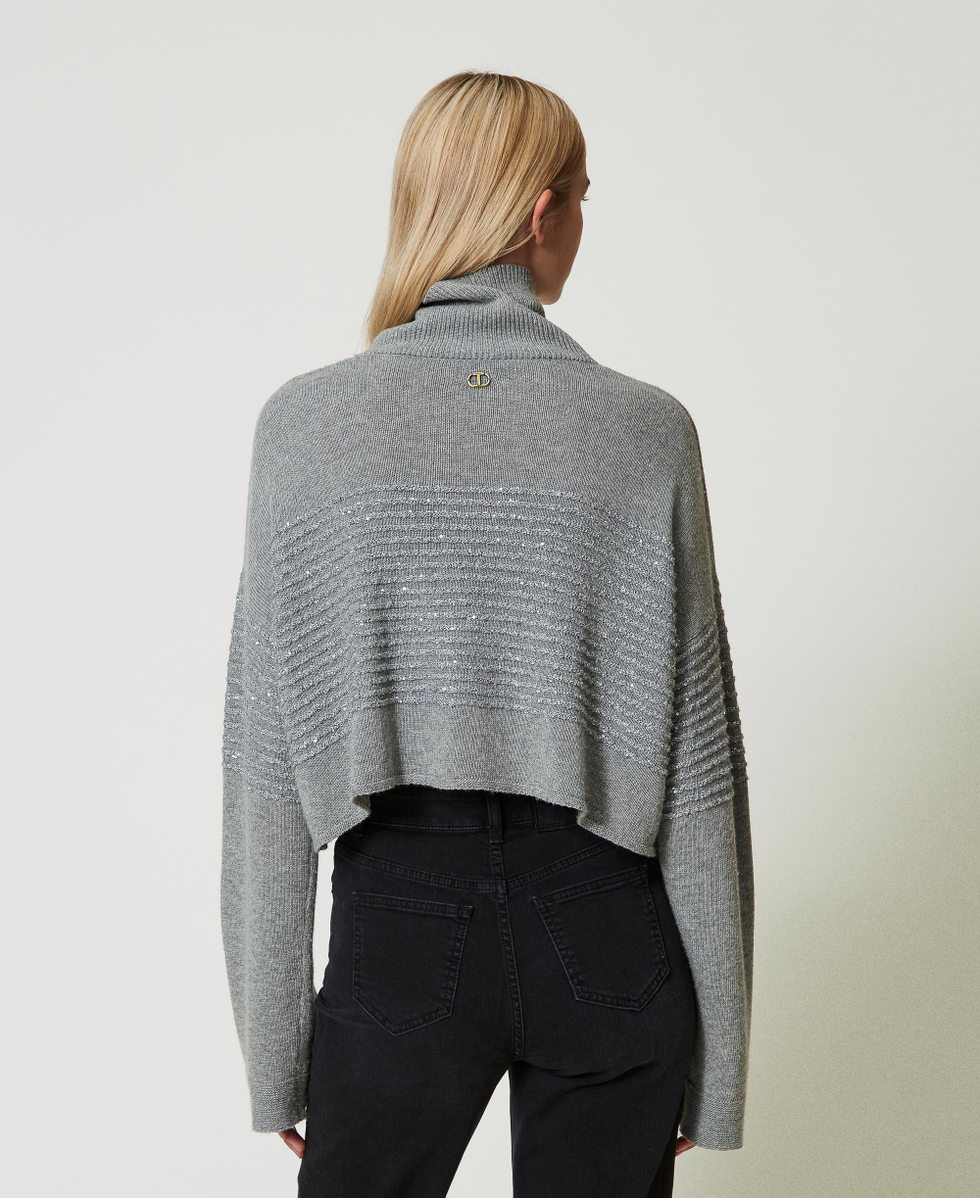 Wool blend turtleneck jumper with sequins
