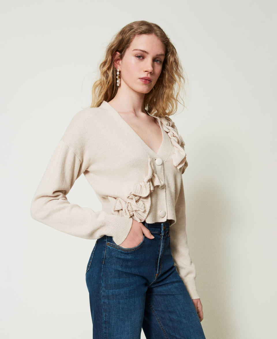Twin Set Cardigan in misto lana con volant