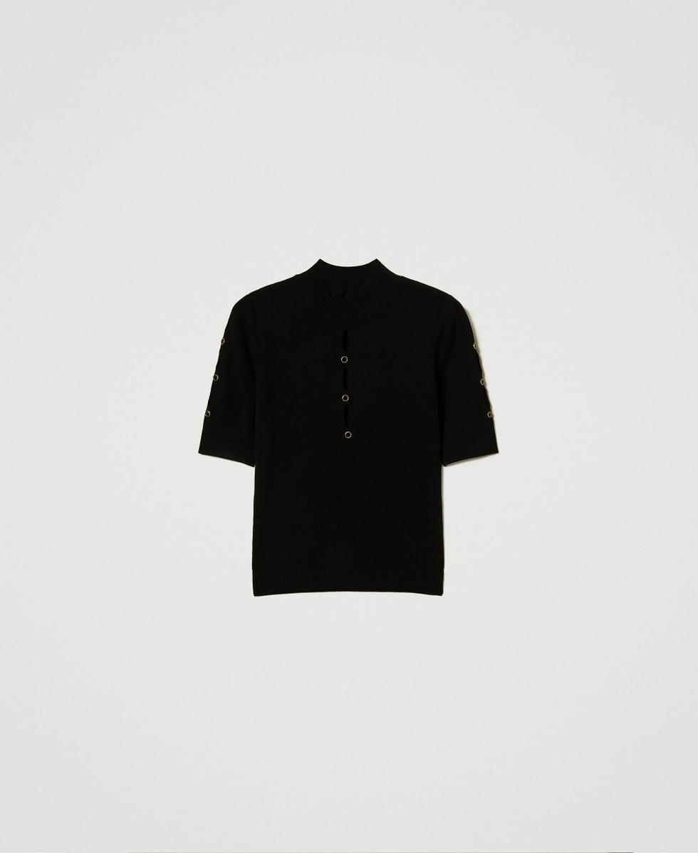 Pull col montant avec ajours et clous