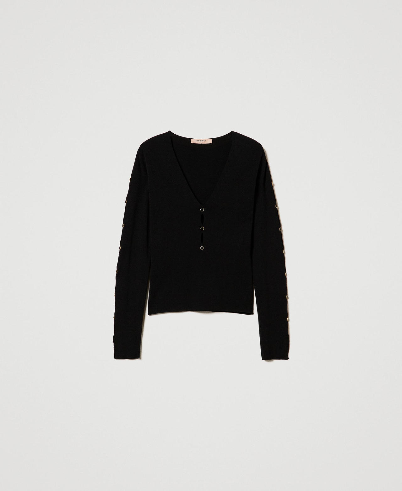 Maglia con cut-out e borchie Nero Donna 242TP3312_00006_0S