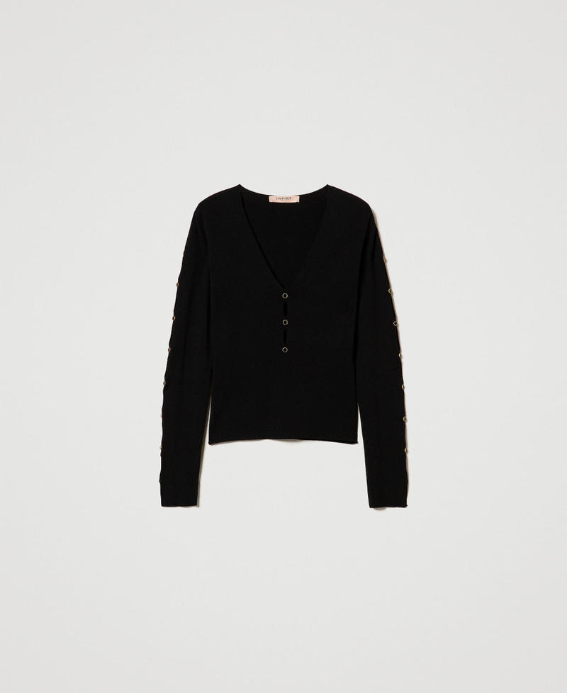 Maglia con cut-out e borchie Nero Donna 242TP3312_00006_0S