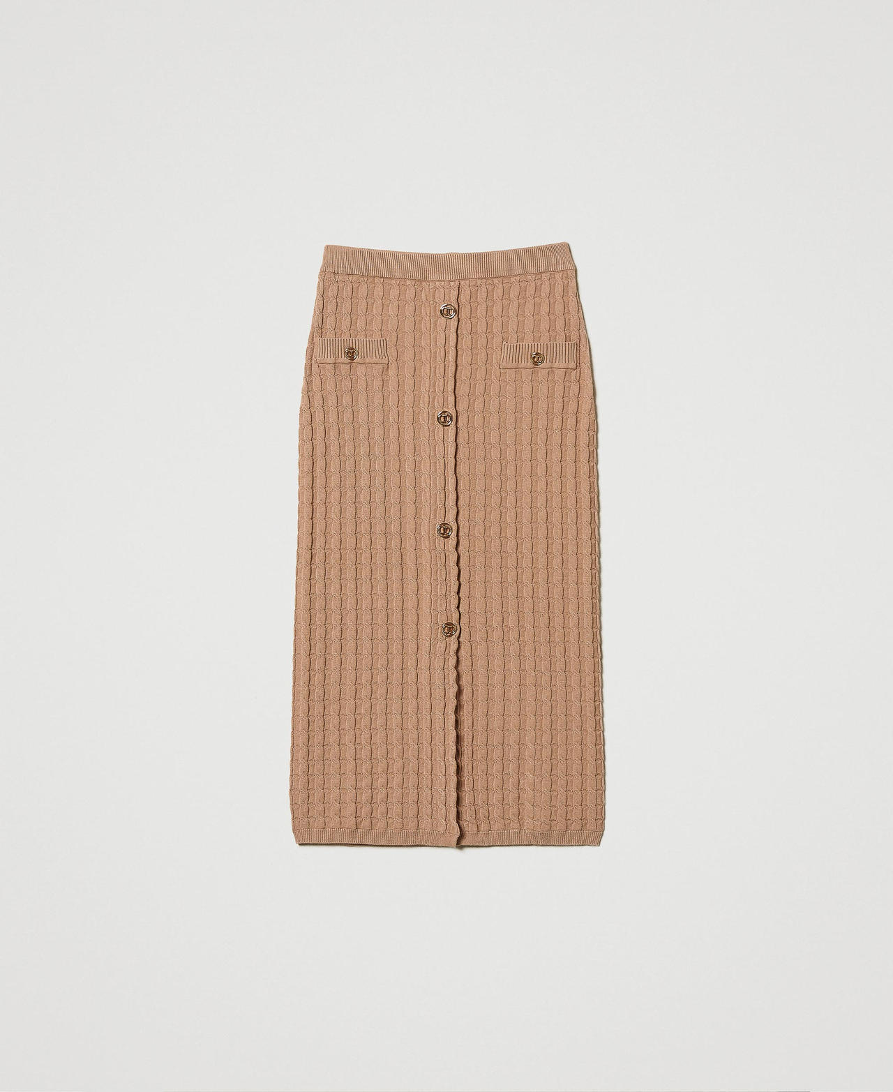 Scee by twin set Gonna longuette fitted in maglia con bottoni