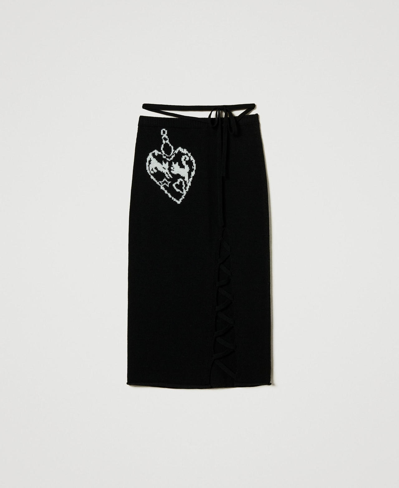 Treeblend yarn jacquard midi skirt