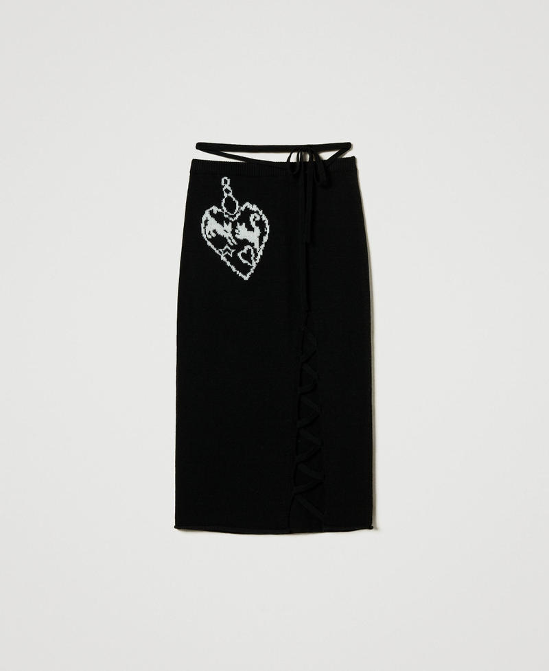 Treeblend yarn jacquard midi skirt