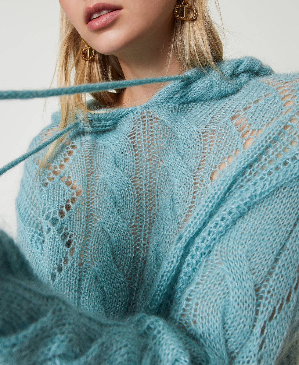 Mohair and wool jumper with hood