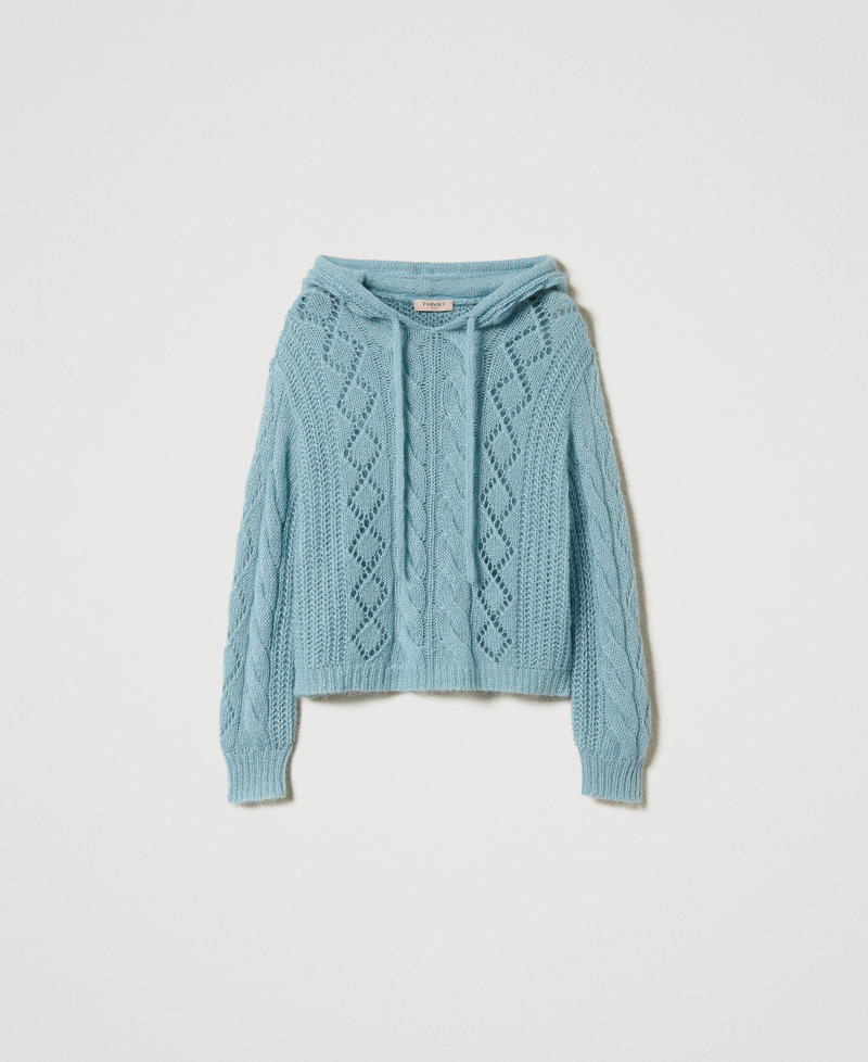Mohair and wool jumper with hood