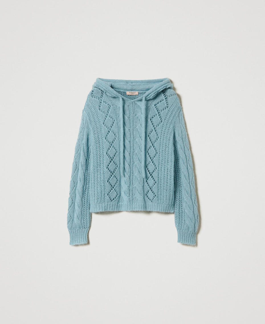 Pull en laine et mohair avec capuche