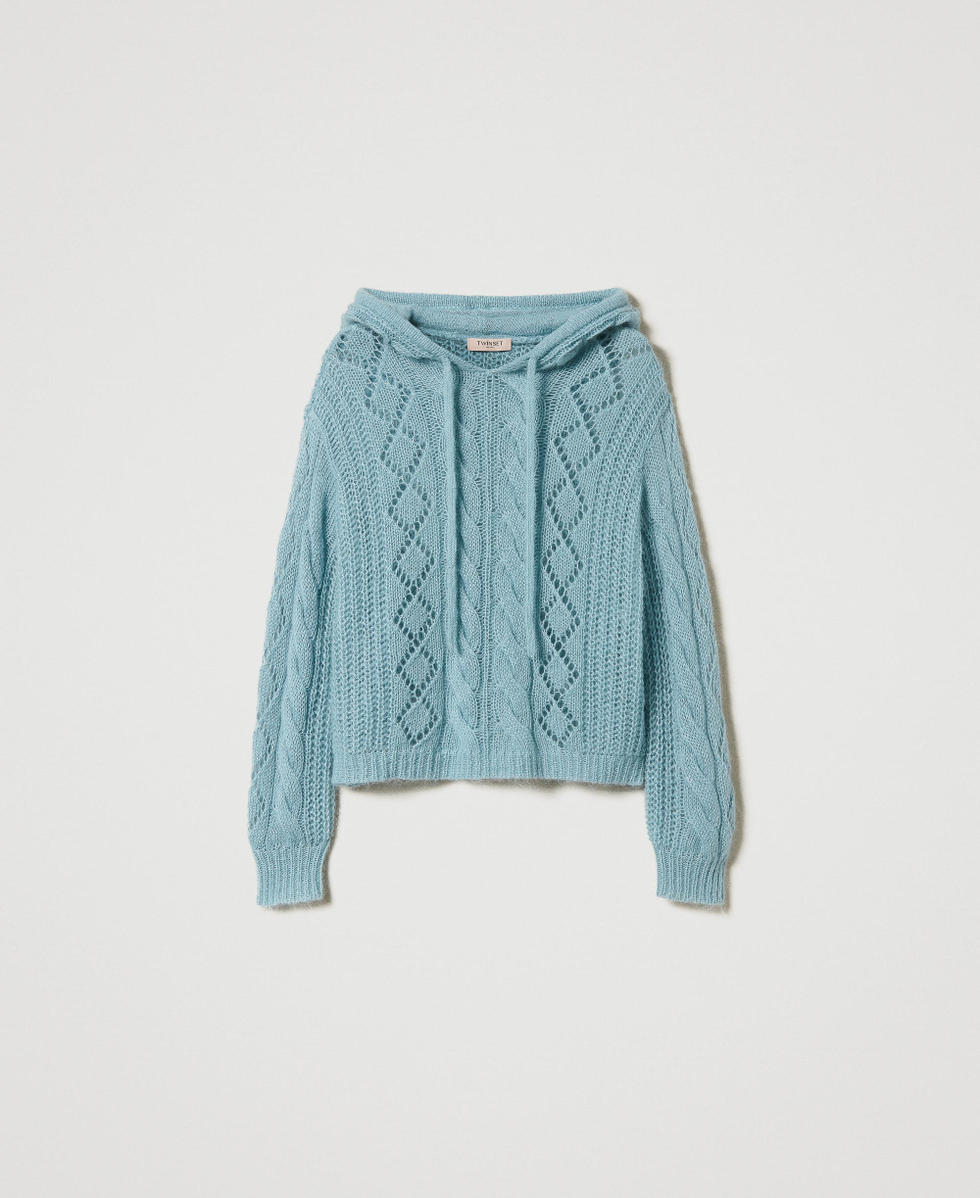 Mohair and wool jumper with hood
