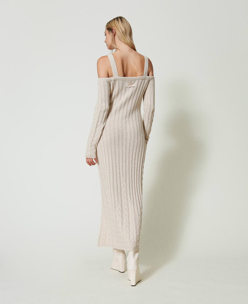 Abito lungo in filato Treeblend con trecce Cappuccino Donna 242TP3430_00086_03