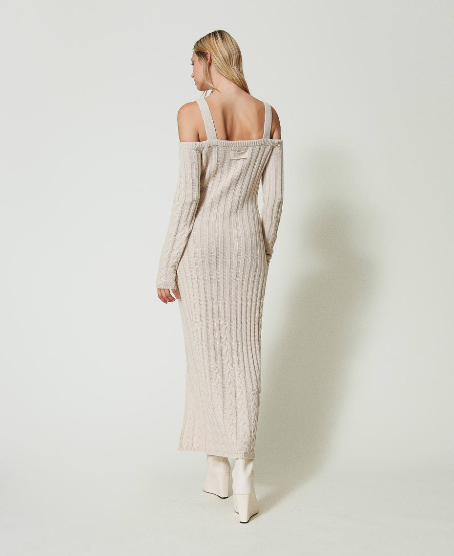 Abito lungo in filato Treeblend con trecce Cappuccino Donna 242TP3430_00086_03